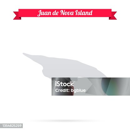 istock Juan de Nova Island map on white background with red banner 1354825259