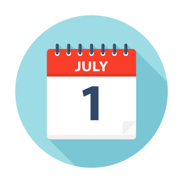 7月1日-日曆圖示 - 七月 插圖 幅插畫檔、美工圖案、卡通及圖標