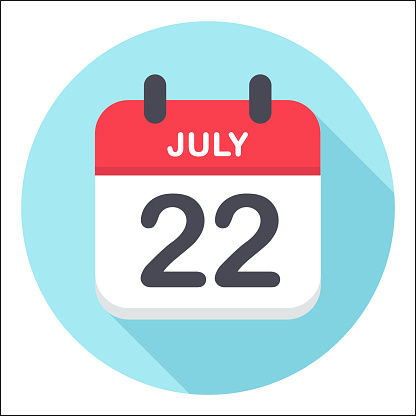 July 22 - Calendar Icon - Round - Vector Illustration