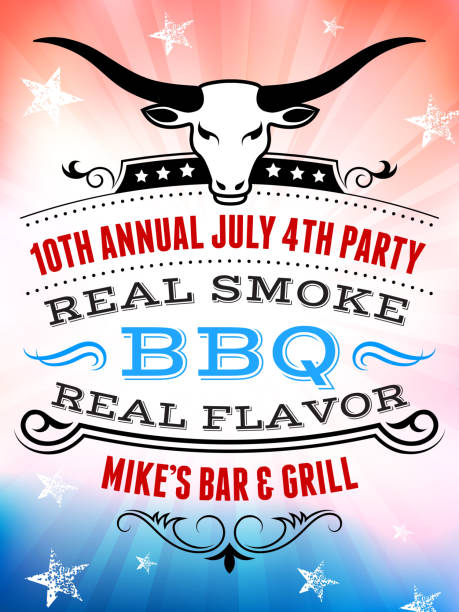 july 4th independence day barbecue and party invitation poster - small business saturday stock illustrations