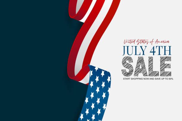 July 4th sale banner background. Waving United States of America national flag ribbon. USA independence day celebration. Realistic vector illustration. July 4th sale banner background. Waving United States of America national flag ribbon. USA independence day celebration. Realistic vector illustration. july stock illustrations