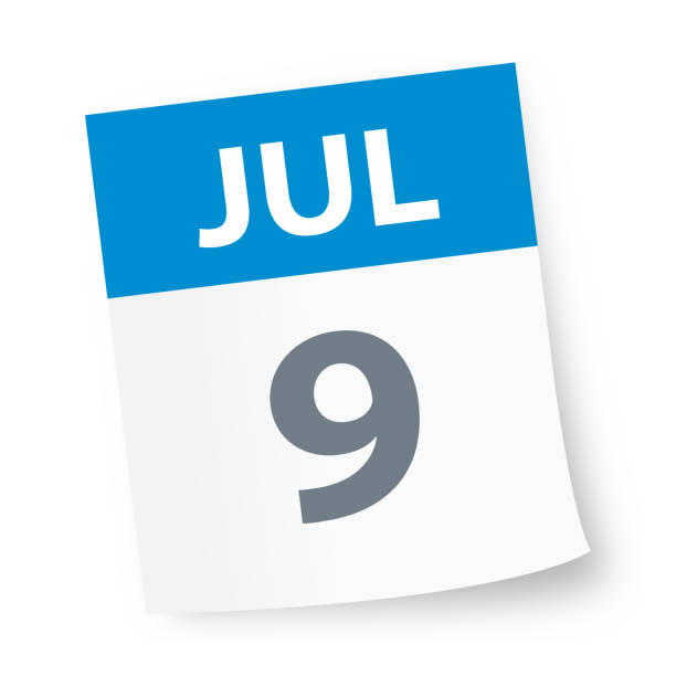ilustraciones, imágenes clip art, dibujos animados e iconos de stock de 9 de julio - icono de calendario - july