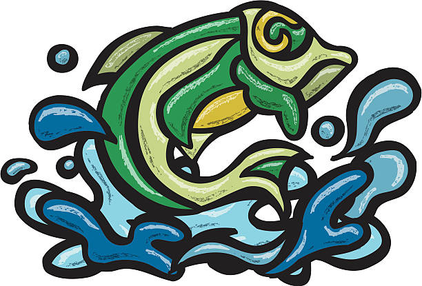 Jumping Fish vector art illustration