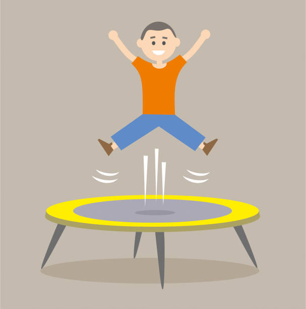 illustrazioni stock, clip art, cartoni animati e icone di tendenza di saltare sul trampolino - trampolino