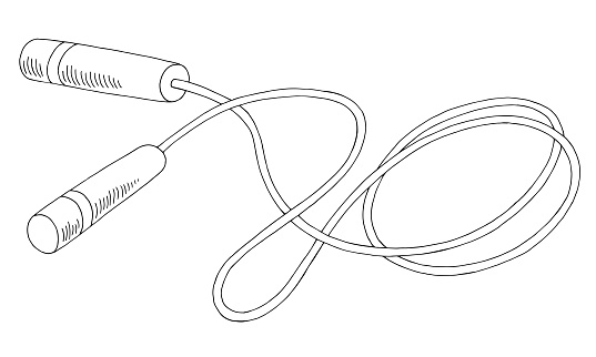 Jumping ropes graphic black white sketch isolated illustration vector
