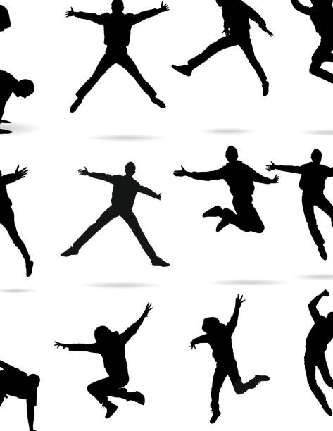 Jumping Silhouette Jumping Silhouette. success silhouettes stock illustrations