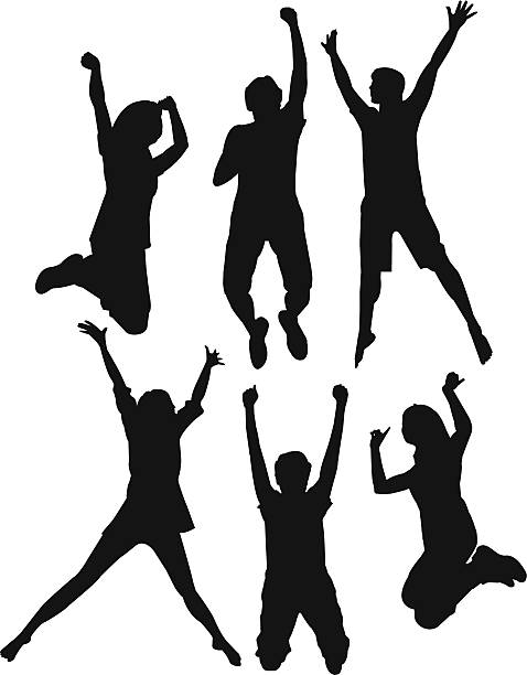 Jumping Vector Silhouette of people are jumping. success silhouettes stock illustrations