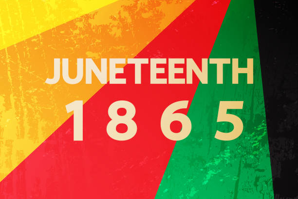 Juneteenth 1865 poster, vector banner design, card, festive concept. American Freedom holiday (Jubilee, Cel-Liberation) Day. Modern gold lettering on grunge texture. juneteenth stock illustrations