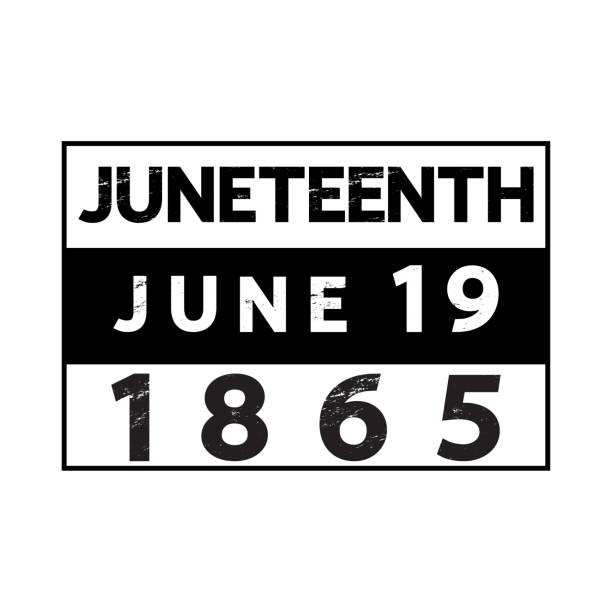 Juneteenth 1965 June 19 poster, t-shirt design, banner, card, festive sticker. American holiday Freedom (Jubilee, Cel-Liberation) Day concept. Modern vintage vector lettering. Free ish since 1865 juneteenth 1865 stock illustrations
