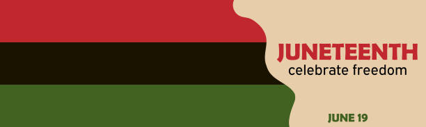 juneteenth banner - juneteenth national independence day, african american culture celebration. vector illustration with bendera pan african flag - 六月 插圖 幅插畫檔、美工圖案、卡通及圖標