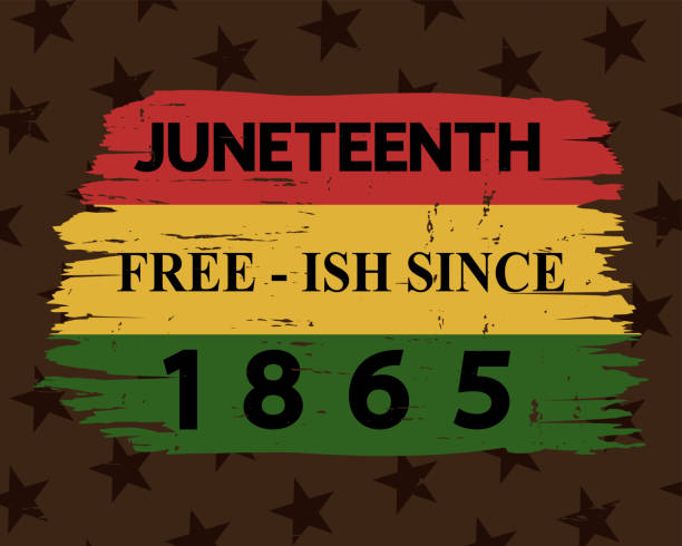 Juneteenth Free - ish since 1865 poster, banner, card, festive cover. American holiday Freedom (Jubilee, Cel-Liberation) Day concept. Modern vintage vector lettering. juneteenth 1865 stock illustrations