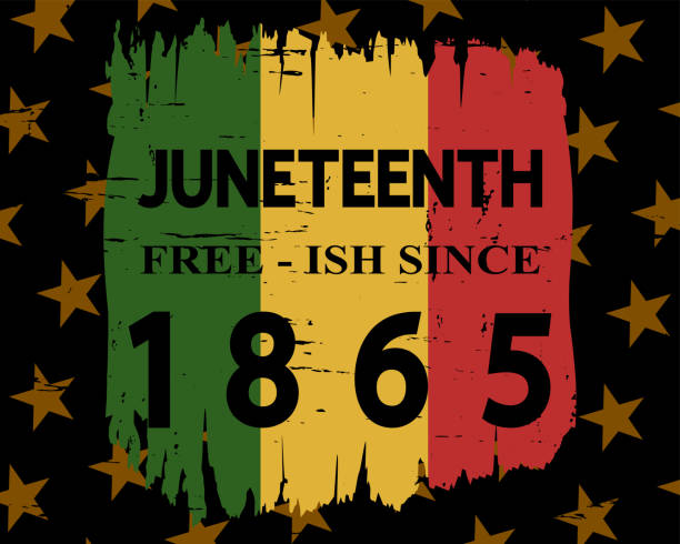 Juneteenth free - ish since 1865 poster, banner, card, festive cover. American holiday Freedom (Jubilee, Cel-Liberation) Day concept. Pan-African colors vector illustration. juneteenth 1865 stock illustrations