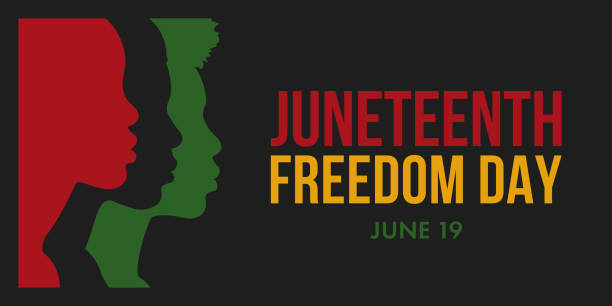 Juneteenth Independence Day banner. Silhouettes of African-American profile. June 19 holiday. Juneteenth Independence Day. Silhouettes of African-American profile. African-American history and heritage. Freedom or Liberation day. Card, banner, poster, background design. Vector illustration. Stock illustration juneteenth 1865 stock illustrations