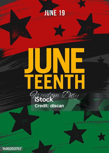 istock Juneteenth Independence Day Design with American flag. 1400203757