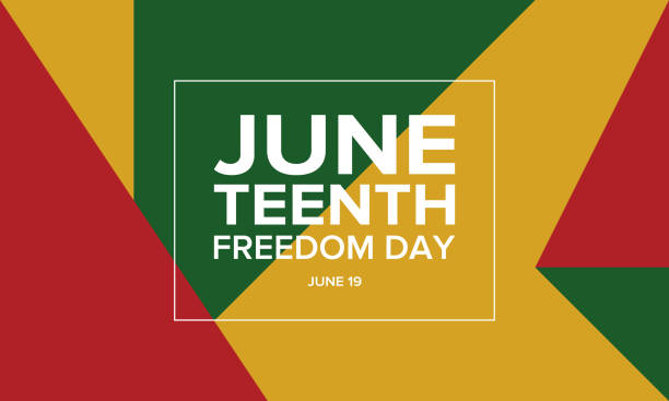 июньский день независимости. день свободы или эмансипации. ежегодный американский праздник, отмечаемый 19 июня. афро-американская история и - juneteenth stock illustrations