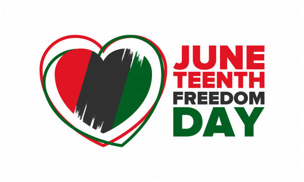  image of red, green, and black hearts with Juneteenth Freedom Day text