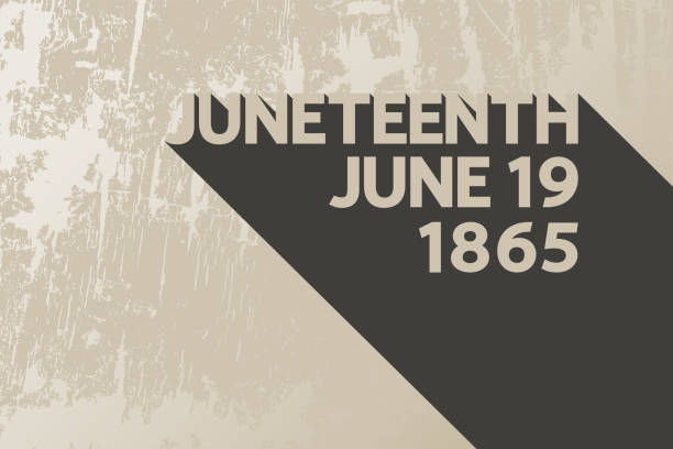 Juneteenth June 19 1865 modern concept. American holiday Freedom Day concept. Beige lettering on grunge texture juneteenth stock illustrations