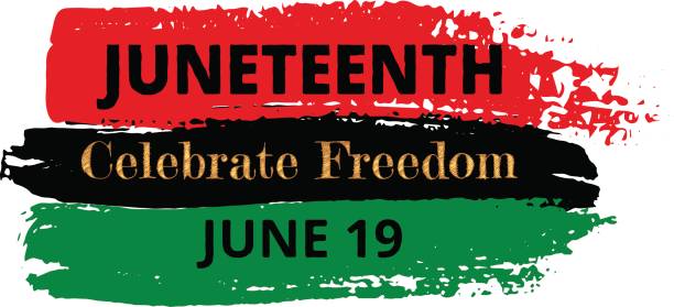 Juneteenth Juneteenth, Celebrate Freedom. Pan-african flag drawn with brush in grunge style juneteenth stock illustrations