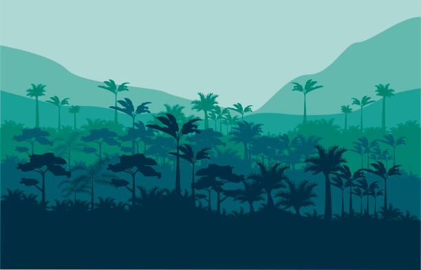 ジャングル野生の自然緑の色のシーン - 雨林点のイラスト素材／クリップアート素材／マンガ素材／アイコン素材