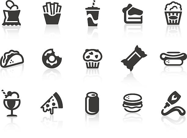 junk food icons - atıştırmalıklar stock illustrations