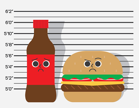 Junk Food Unhealthy Diet Weight Gain Soda and Burger Mugshot