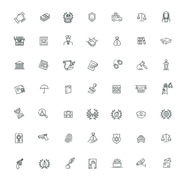 justice and Law Isolated Vector Icons set every single icon Simple Set of Law and Justice Related Vector Line Icons divorce symbols stock illustrations