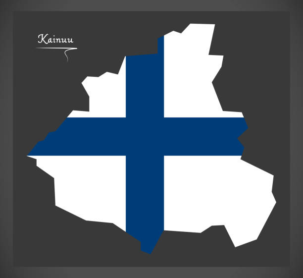 芬蘭的 kainuu 地圖與芬蘭國旗例證 - kainuu region 幅插畫檔、美工圖案、卡通及圖標