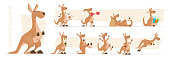 istock Kangaroo characters. Wildlife australian animals standing and jumping exact vector kangaroo in action poses 1317246712