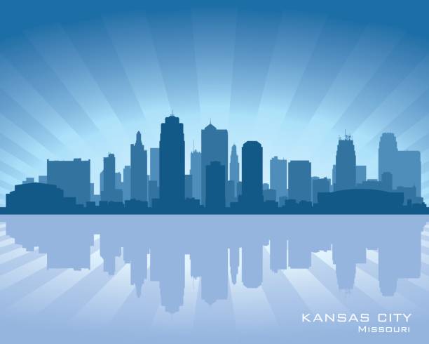 Kansas City Missouri city skyline silhouette Kansas City Missouri city skyline vector silhouette illustration kansas city missouri stock illustrations