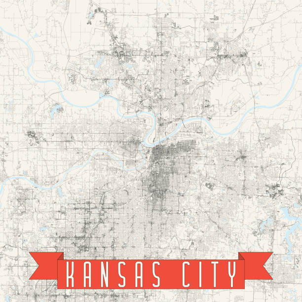 Kansas City, Missouri USA Vector Map Topographic / Road map of Kansas City, Missouri, USA. Original map data is open data via © OpenStreetMap contributors. All maps are layered and easy to edit. Roads have editable stroke. overland park stock illustrations