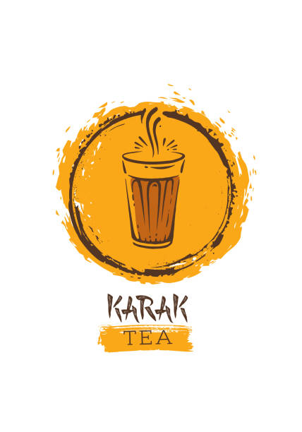 illustrazioni stock, clip art, cartoni animati e icone di tendenza di karak milk chai illustrazione su sfondo organico. spicy hot tea design element vector design - barak