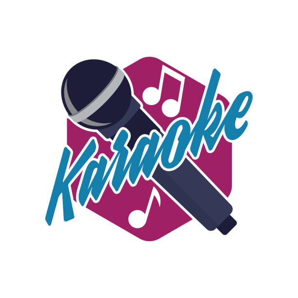 stockillustraties, clipart, cartoons en iconen met karaoke-logo, vectorillustratie - karaoke
