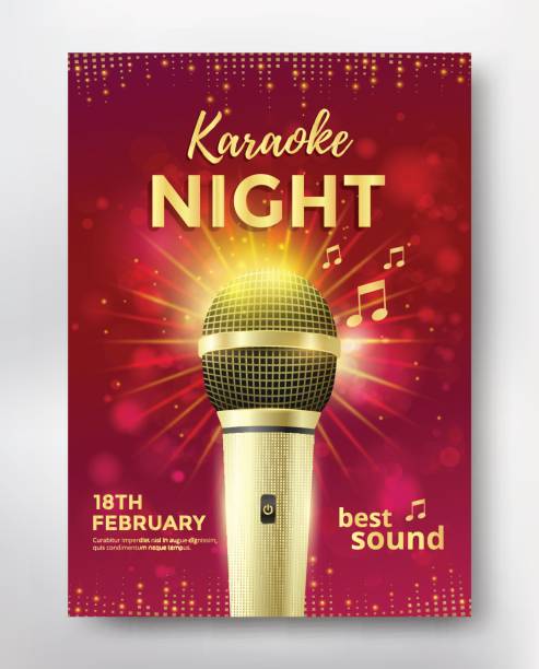 stockillustraties, clipart, cartoons en iconen met karaoke partij poster - karaoke