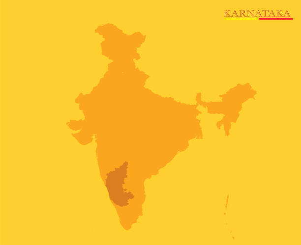karnataka map highlighted in india map on yellow background with swatch colours karnataka map highlighted in india map on yellow background with swatch colours mysore stock illustrations