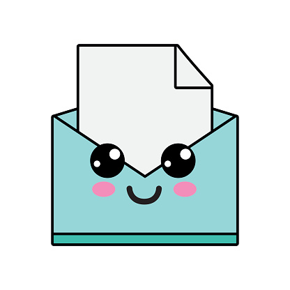 Kawaii Cute Happy File Message Stock Illustration Kawaii Cute Happy File Message Stock Illustration
