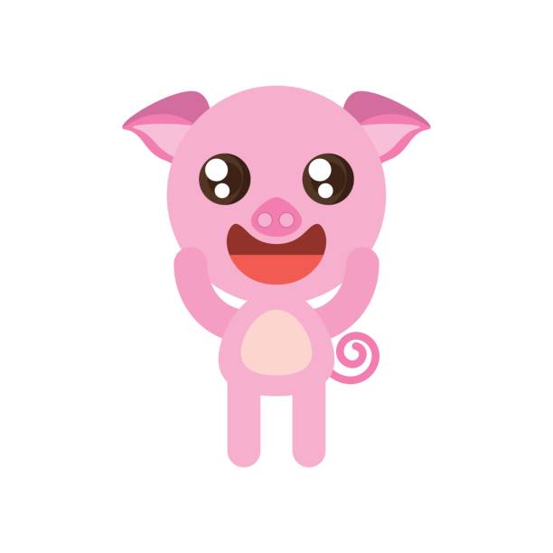 kawaii piggy animal toy kawaii piggy animal toy vector illustration eps 10 drawing of a cute little anime boy stock illustrations