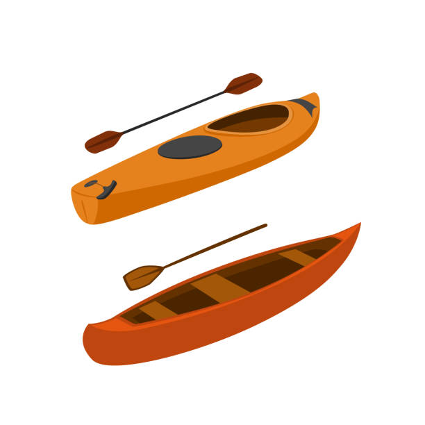皮划艇和獨木舟分離向量 ilustration - 獨木舟 幅插畫檔、美工圖案、卡通及圖標