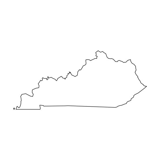 Kentucky, state of USA - solid black outline map of country area. Simple flat vector illustration Kentucky, state of USA - solid black outline map of country area. Simple flat vector illustration. kentucky stock illustrations