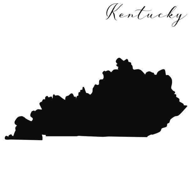 Kentucky vector map black silhouette isolated vector art illustration
