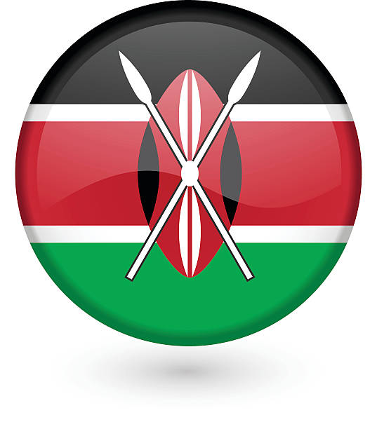 Kenyan flag vector button vector art illustration