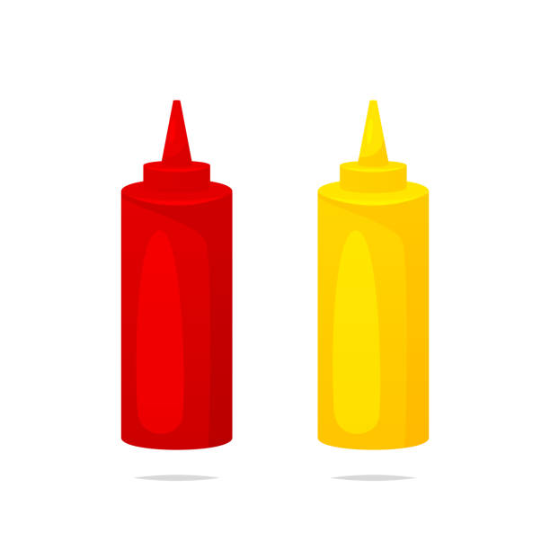 Ketchup And Mustard Containers Pic Illustrations, Royalty-Free Vector