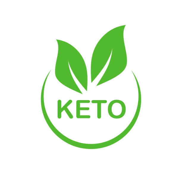 stockillustraties, clipart, cartoons en iconen met keto icon. ketogenic diet logo. keto diet badge. green emblem for use in the food industries. vector illustration. - vegan keto