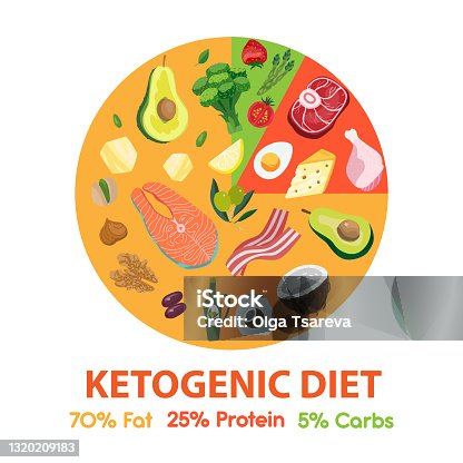 istock Ketogenic low-carb diet macros food circle diagram chart. Keto info graphic pie 1320209183