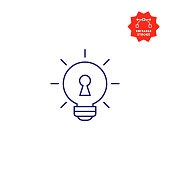 Key Idea Single Line Icon with Editable Stroke and Pixel Perfect.