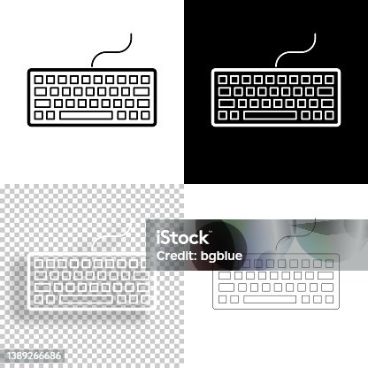 istock Keyboard. Icon for design. Blank, white and black backgrounds - Line icon 1389266686