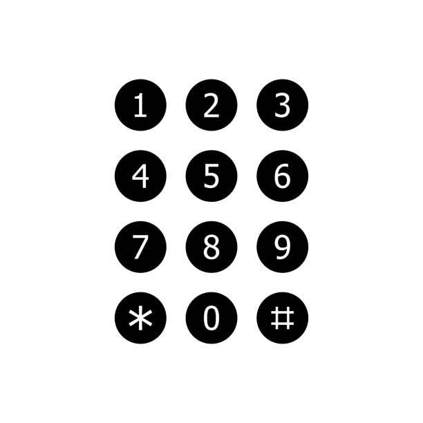 ilustrações de stock, clip art, desenhos animados e ícones de keyboard number telephone. keypad number icon vector isolated on white background - numbers