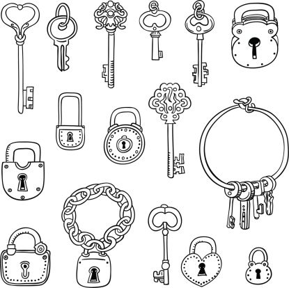 Keys and locks in sketch style