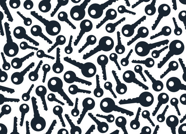 Keys seamless vector wallpaper, a lot of turnkeys endless pattern background pic. vector art illustration