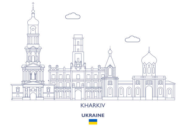 ilustrações de stock, clip art, desenhos animados e ícones de kharkiv city skyline, ukraine - kharkiv