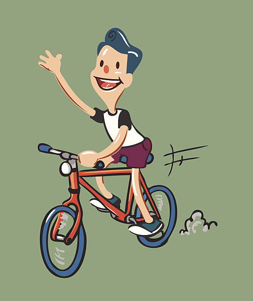 Kid on Bike vector art illustration